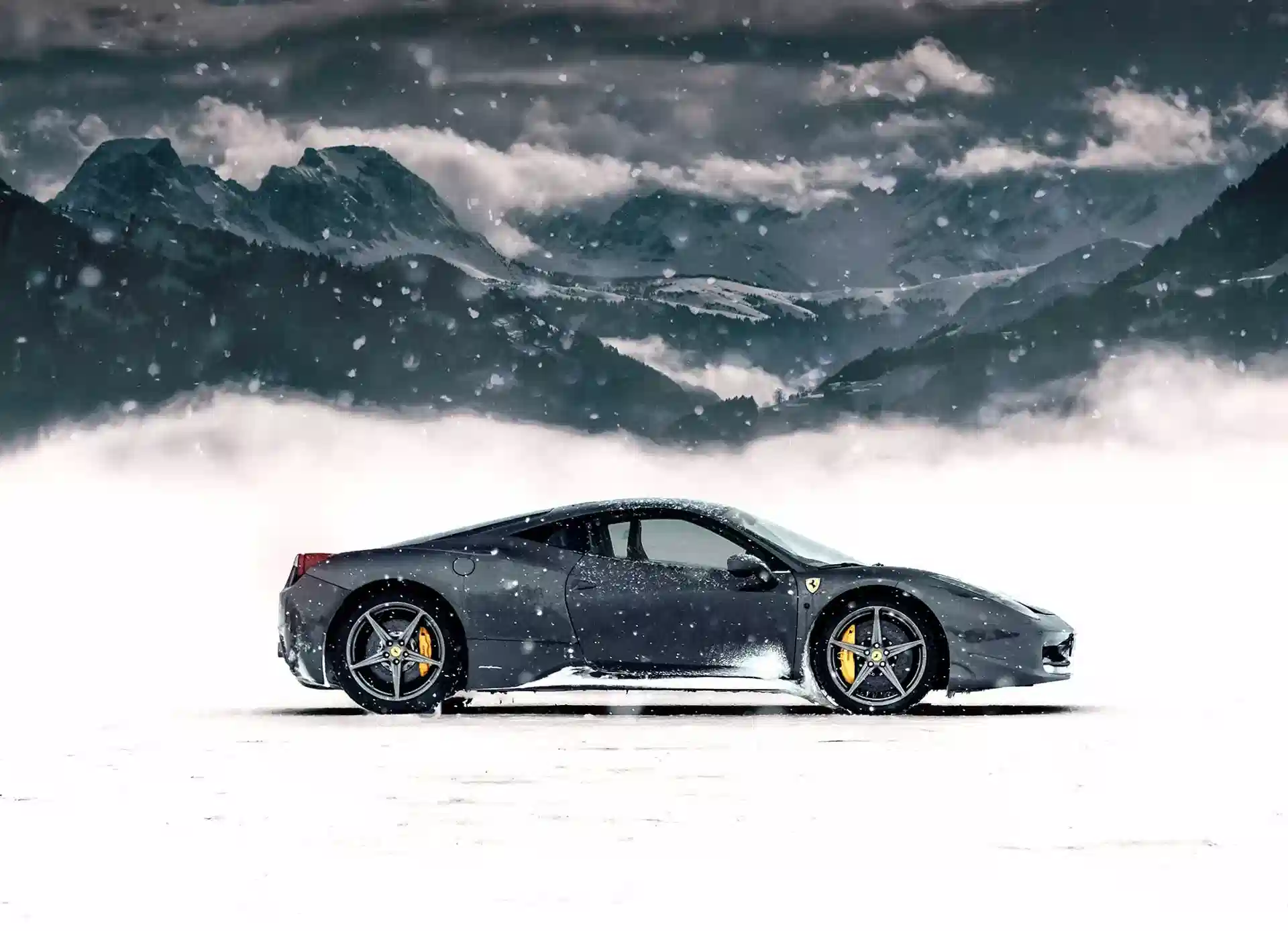 Background Image of a Car in a Snow Storm